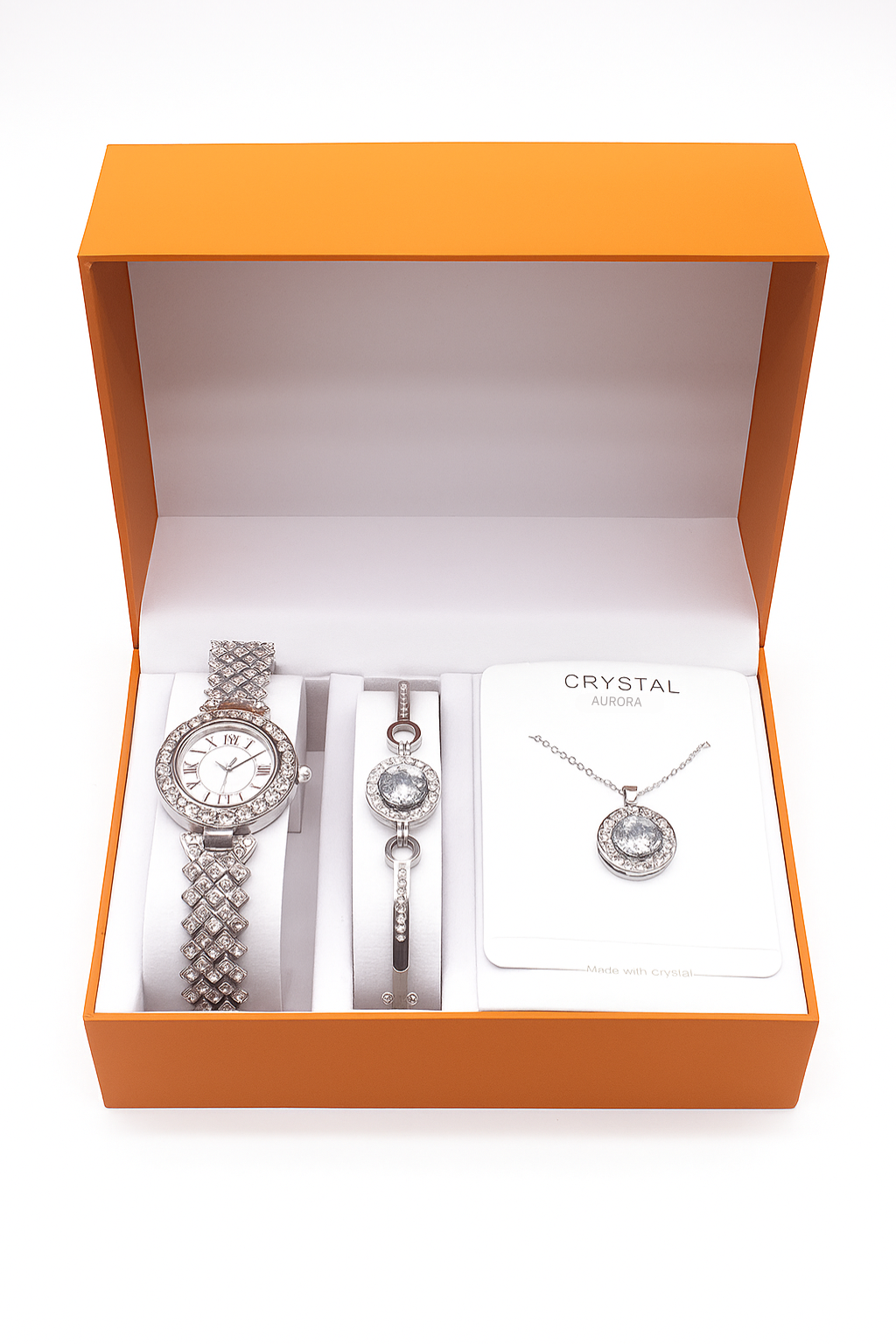 Conjunto Crystal Aurora  - Relógio + Colar + Pulseira