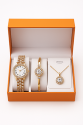 Conjunto Crystal Aurora  - Relógio + Colar + Pulseira